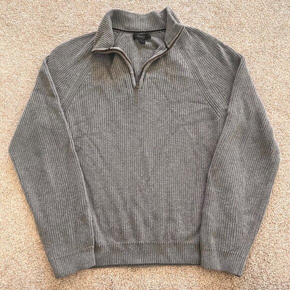 Express Other - Express 100% Cotton Knit Gray Quarter-Zip Pullover Sweater